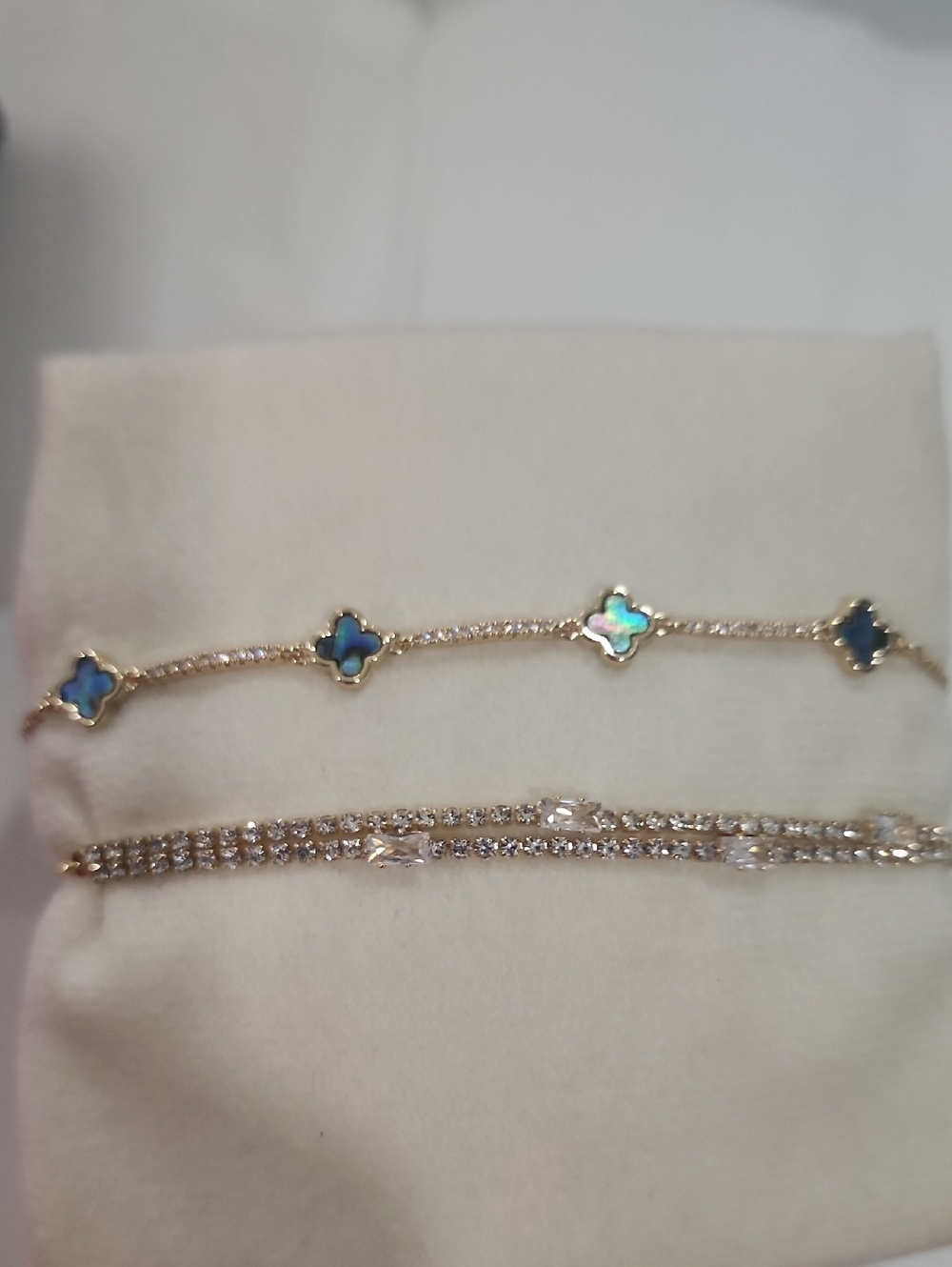 Goldette Blue Opal Clover Station Bracelet - Elegant Women's Jewelry